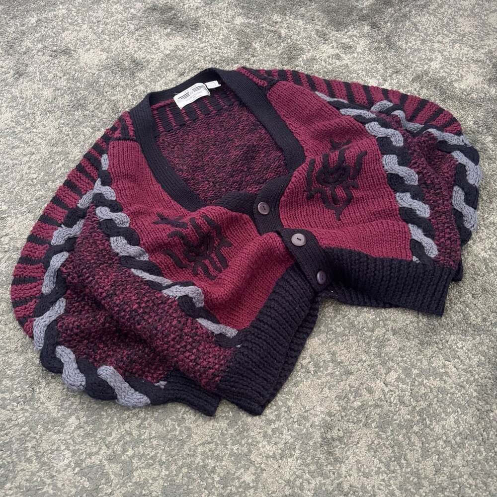 Rare Vintage 1980s Randy River Mens Large Knit Cardigan - Excellent Condition